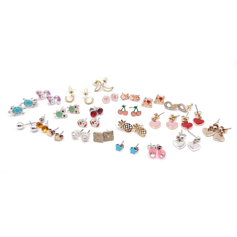 24 Pair Stud Earring Lot Mixed Bundle